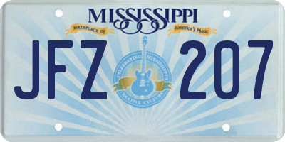 MS license plate JFZ207