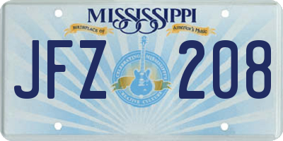 MS license plate JFZ208