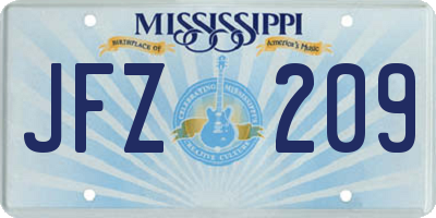 MS license plate JFZ209