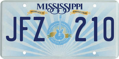 MS license plate JFZ210