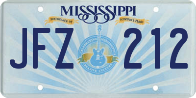 MS license plate JFZ212