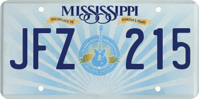 MS license plate JFZ215