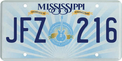 MS license plate JFZ216