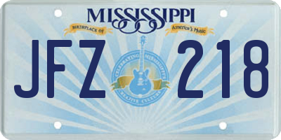 MS license plate JFZ218