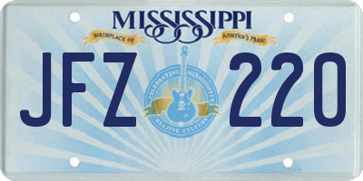 MS license plate JFZ220