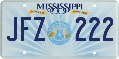 MS license plate JFZ222