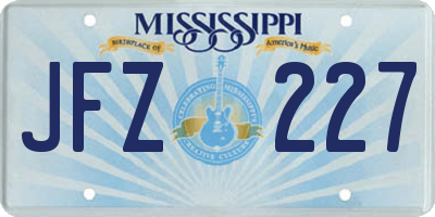 MS license plate JFZ227