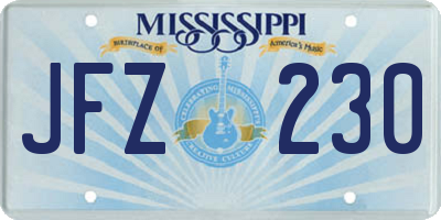 MS license plate JFZ230