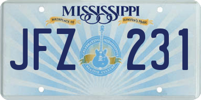 MS license plate JFZ231