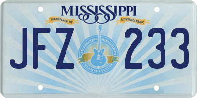 MS license plate JFZ233