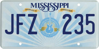MS license plate JFZ235