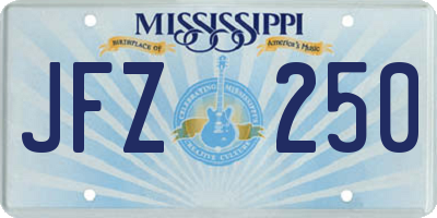 MS license plate JFZ250