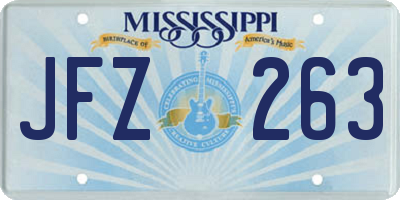 MS license plate JFZ263