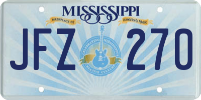 MS license plate JFZ270