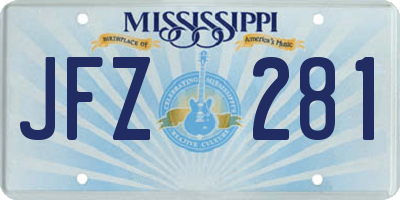 MS license plate JFZ281
