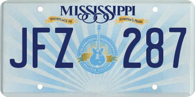 MS license plate JFZ287