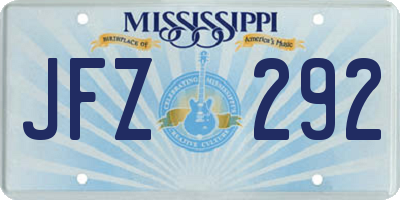 MS license plate JFZ292