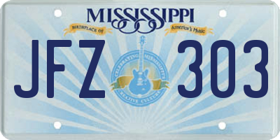 MS license plate JFZ303