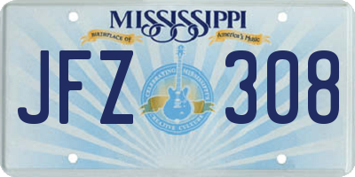 MS license plate JFZ308