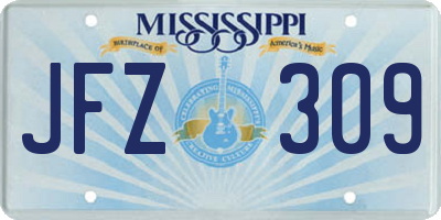MS license plate JFZ309