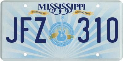 MS license plate JFZ310