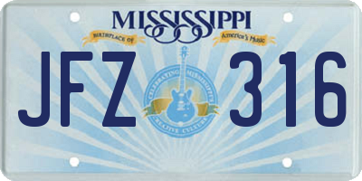 MS license plate JFZ316