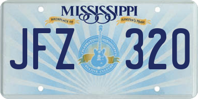 MS license plate JFZ320