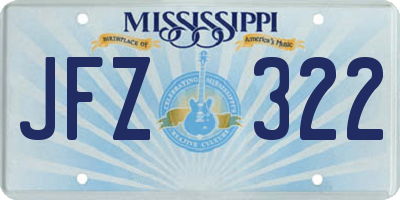 MS license plate JFZ322