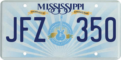 MS license plate JFZ350