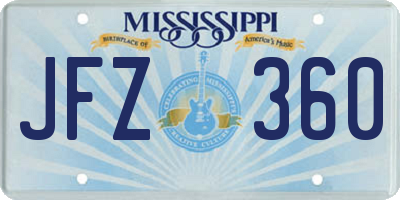 MS license plate JFZ360