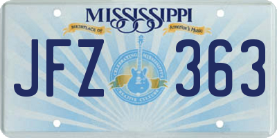 MS license plate JFZ363