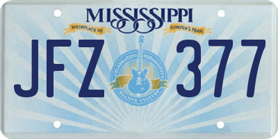 MS license plate JFZ377