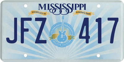 MS license plate JFZ417