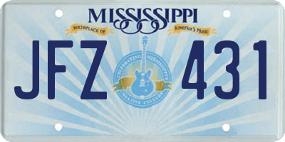 MS license plate JFZ431