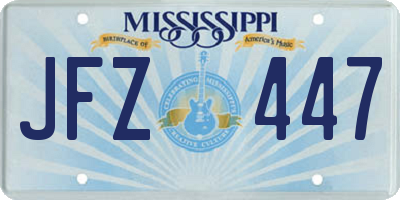 MS license plate JFZ447