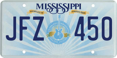 MS license plate JFZ450