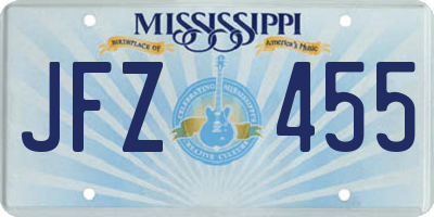 MS license plate JFZ455