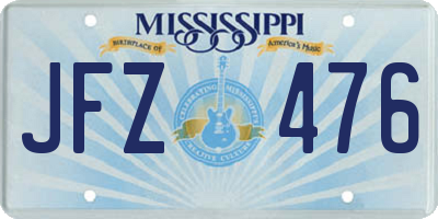 MS license plate JFZ476