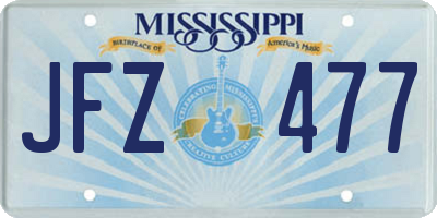 MS license plate JFZ477