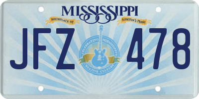 MS license plate JFZ478