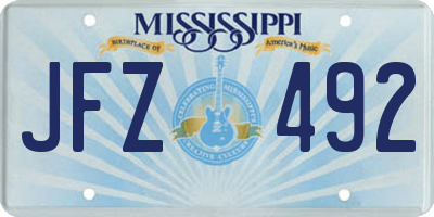 MS license plate JFZ492