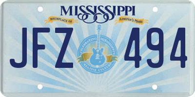 MS license plate JFZ494