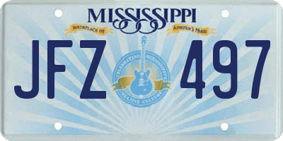 MS license plate JFZ497