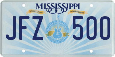 MS license plate JFZ500