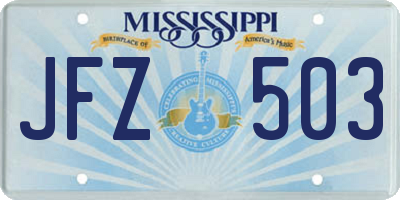 MS license plate JFZ503