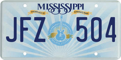 MS license plate JFZ504