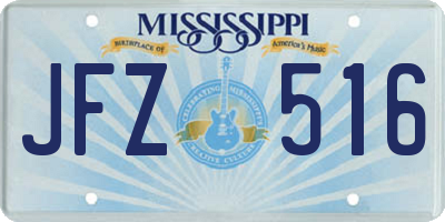 MS license plate JFZ516