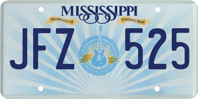 MS license plate JFZ525