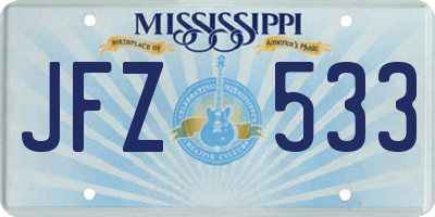 MS license plate JFZ533