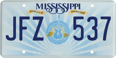 MS license plate JFZ537